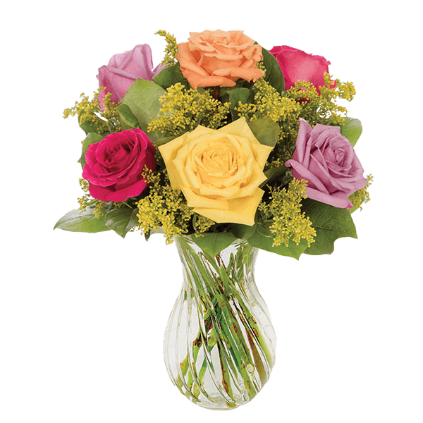 Image of Multicolor Bright Rose Bouquet